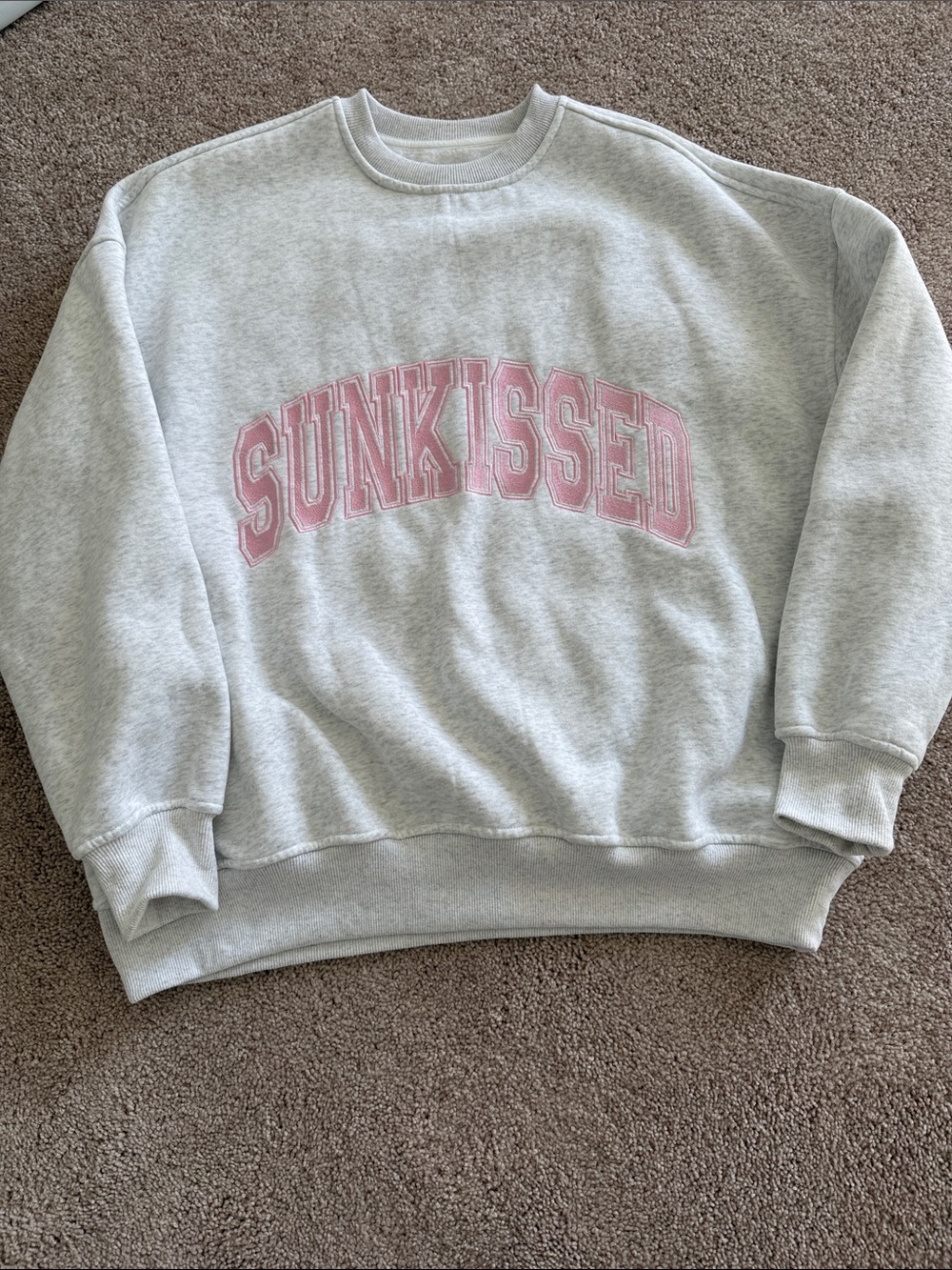 Sunkissed Crewneck Sweatshirt - Light Gray with Pink Lettering size medium - Picture 2 of 6